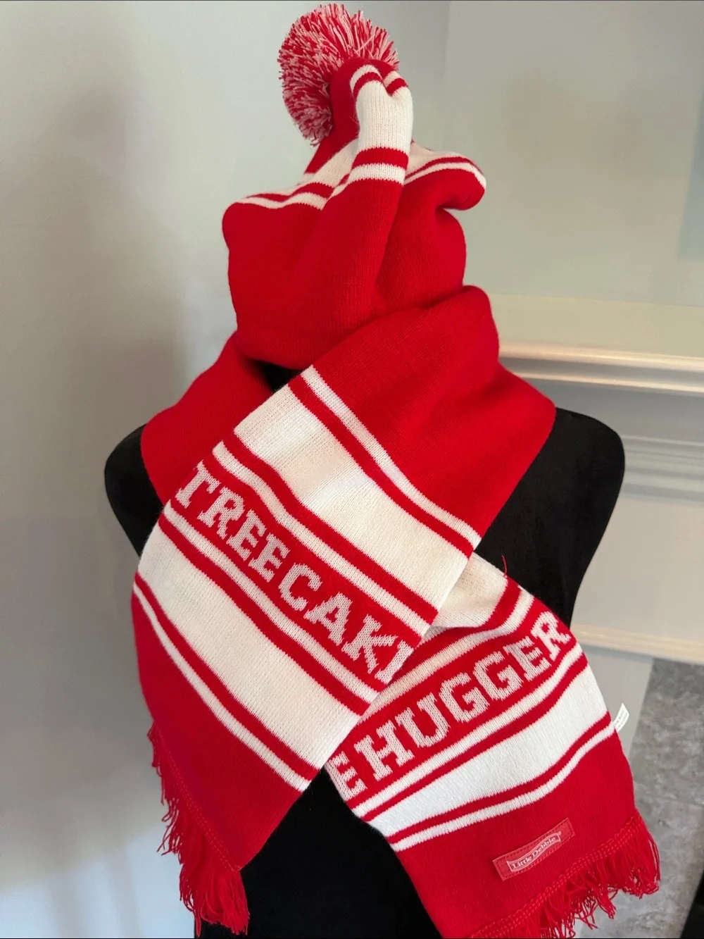 Little Debbie Christmas Tree Red & White Pom Beanie Scarf Set